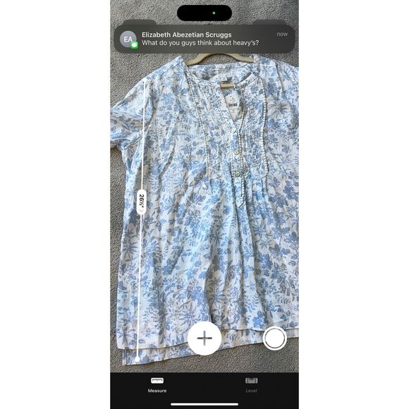 NWT J Jill Love Linen Blue Floral Long Sleeve Split Neck, 1X, $100 A17 - Picture 8 of 9